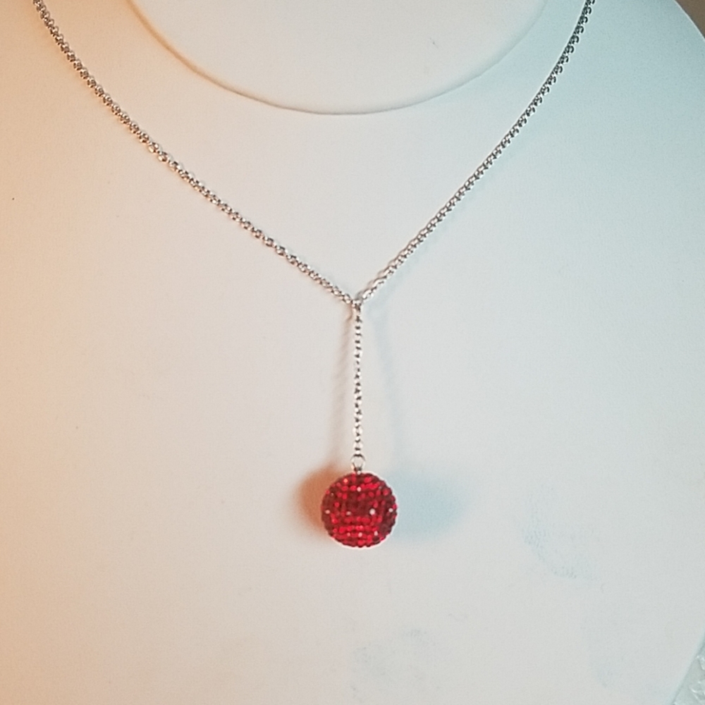 Red Swarovski Crystal Sterling Necklace